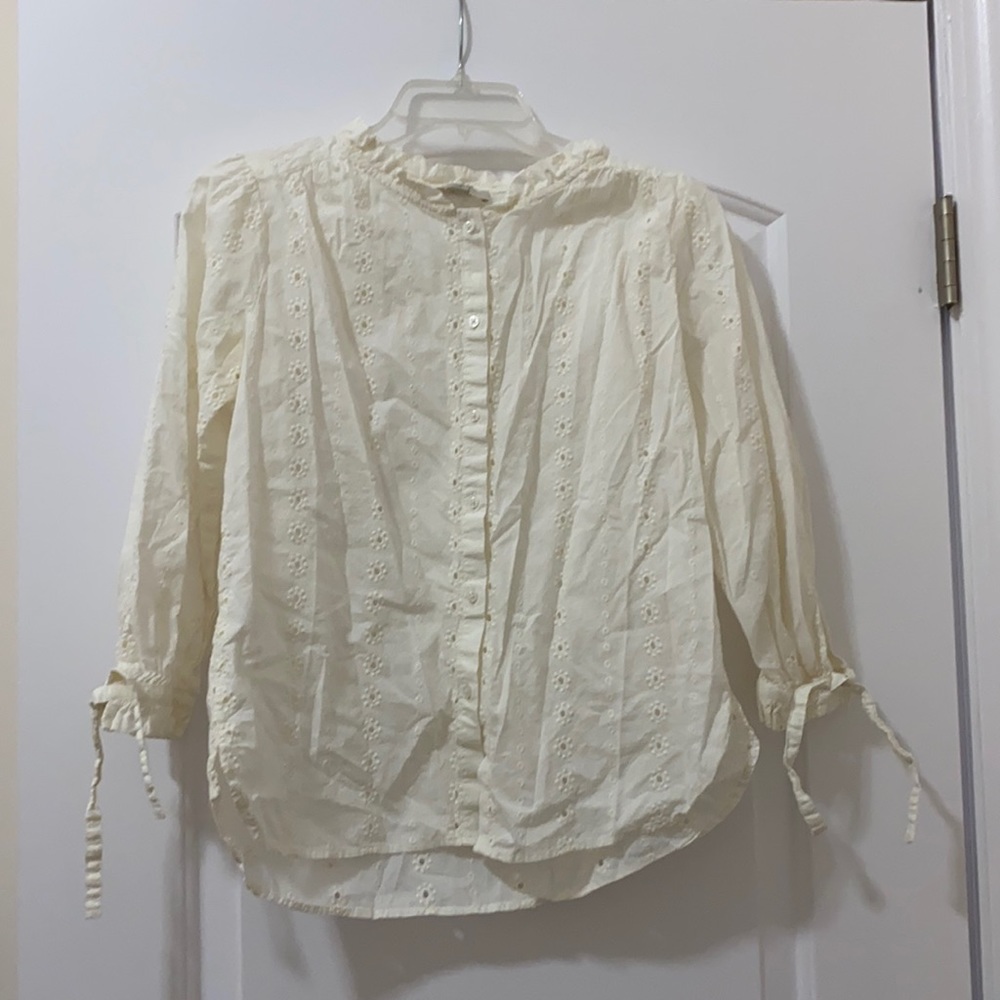LOFT Outlet off white cotton eyelet top